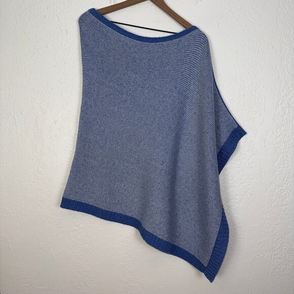 Talbots Blue Links Poncho Sweater Cozy Preppy NWT Size M/L - Picture 2 of 5